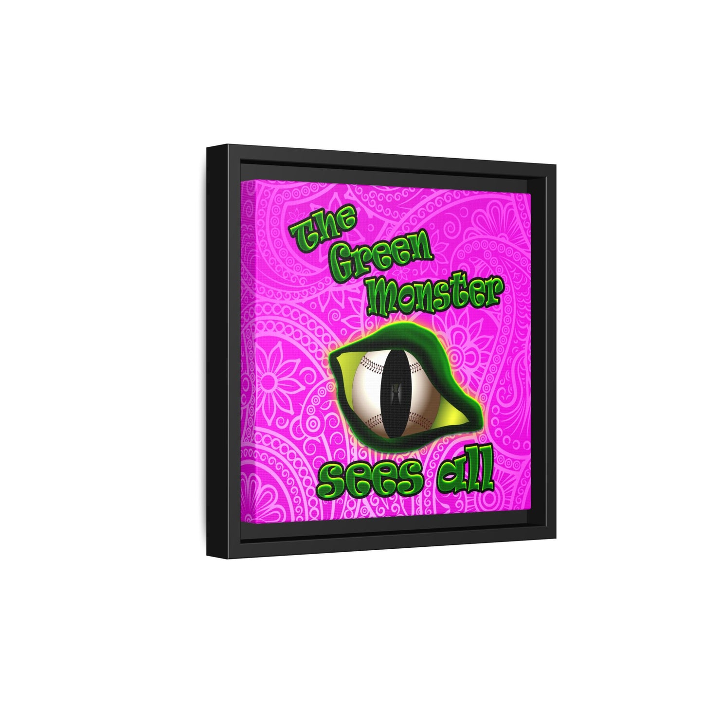 green monster - framed canvas art (pink swirl)