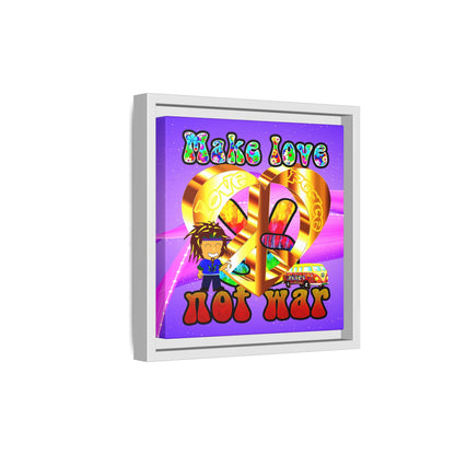 love peace - framed canvas art (purple-pink wave)