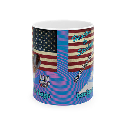 shoot for the stars - White Mug (light blue-purple wave)