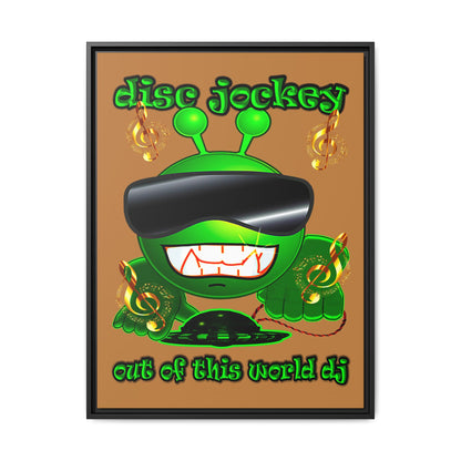 disc jockey - framed canvas art (light brown)