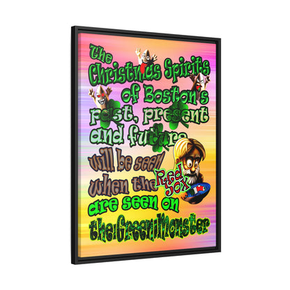 christmas spirits of boston - framed canvas art (color blur)