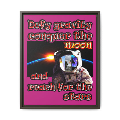 defy conquer reach - framed canvas art (pink)