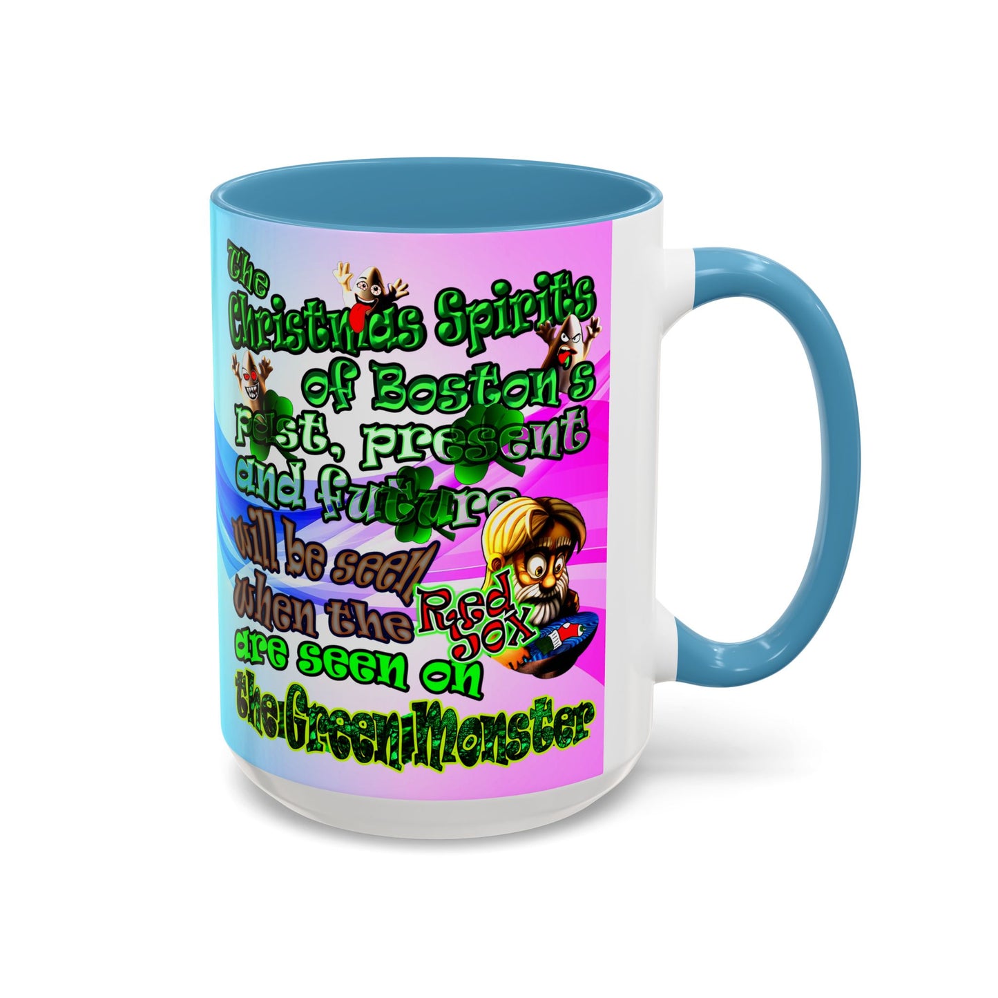 christmas spirits of boston - Accent Mug (light blue-pink wave)