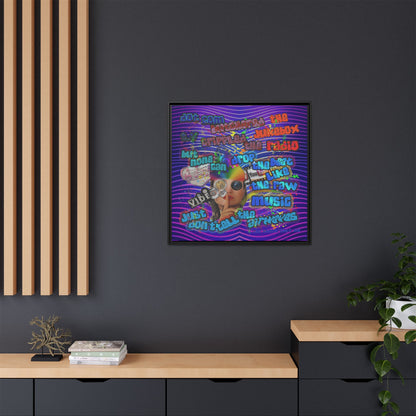 drop the beat - framed canvas art (purple wave)