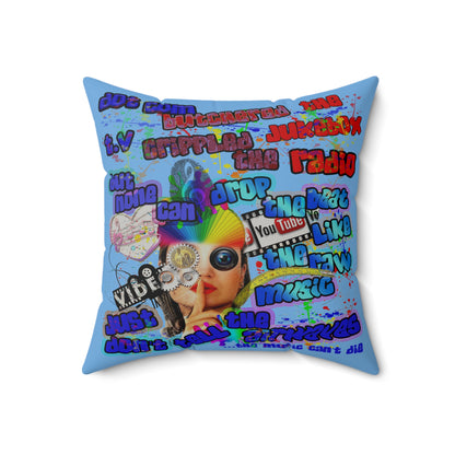 drop the beat - Faux Suede Square Pillow - (light blue)
