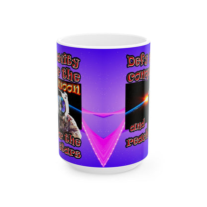 defy conquer reach - White Mug (purple-pink wave)