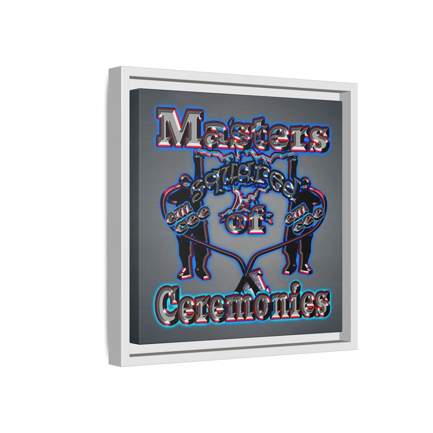 em cee squared - framed canvas art (grey-light grey)