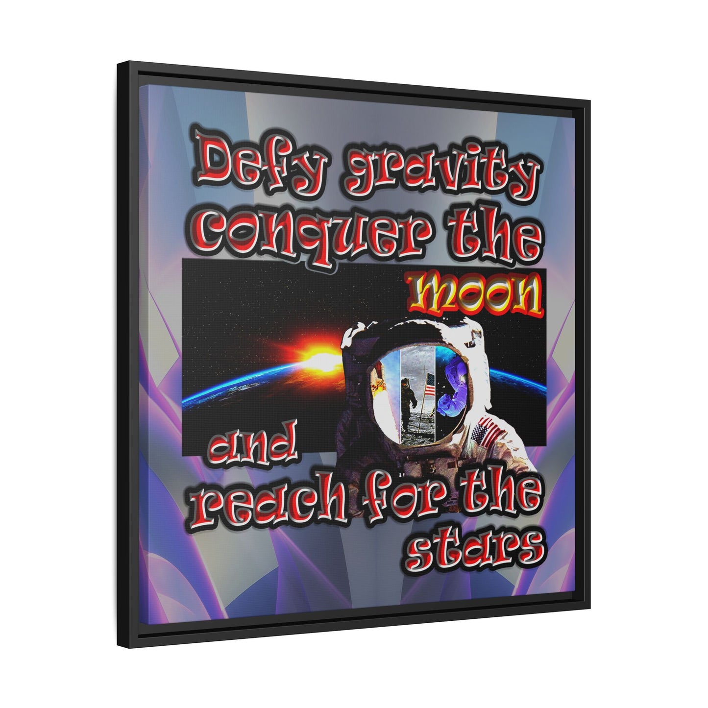 defy conquer reach - framed canvas art (grey-pink wave)