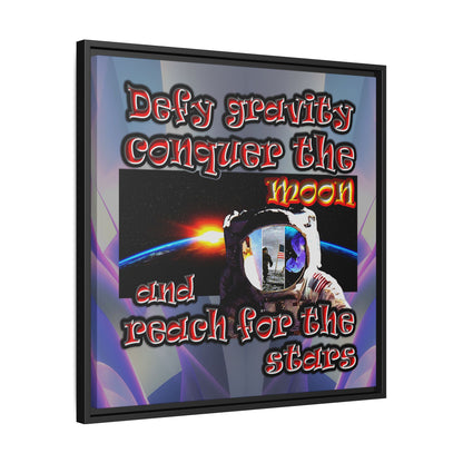 defy conquer reach - framed canvas art (grey-pink wave)