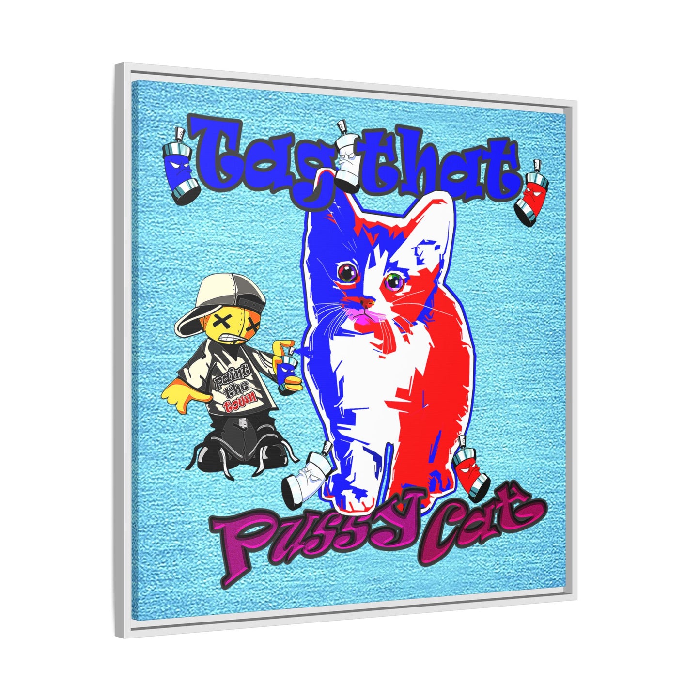 tag that - framed canvas art (faded blue)