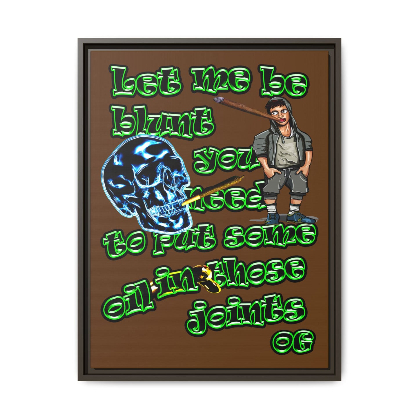 og - framed canvas art (brown)