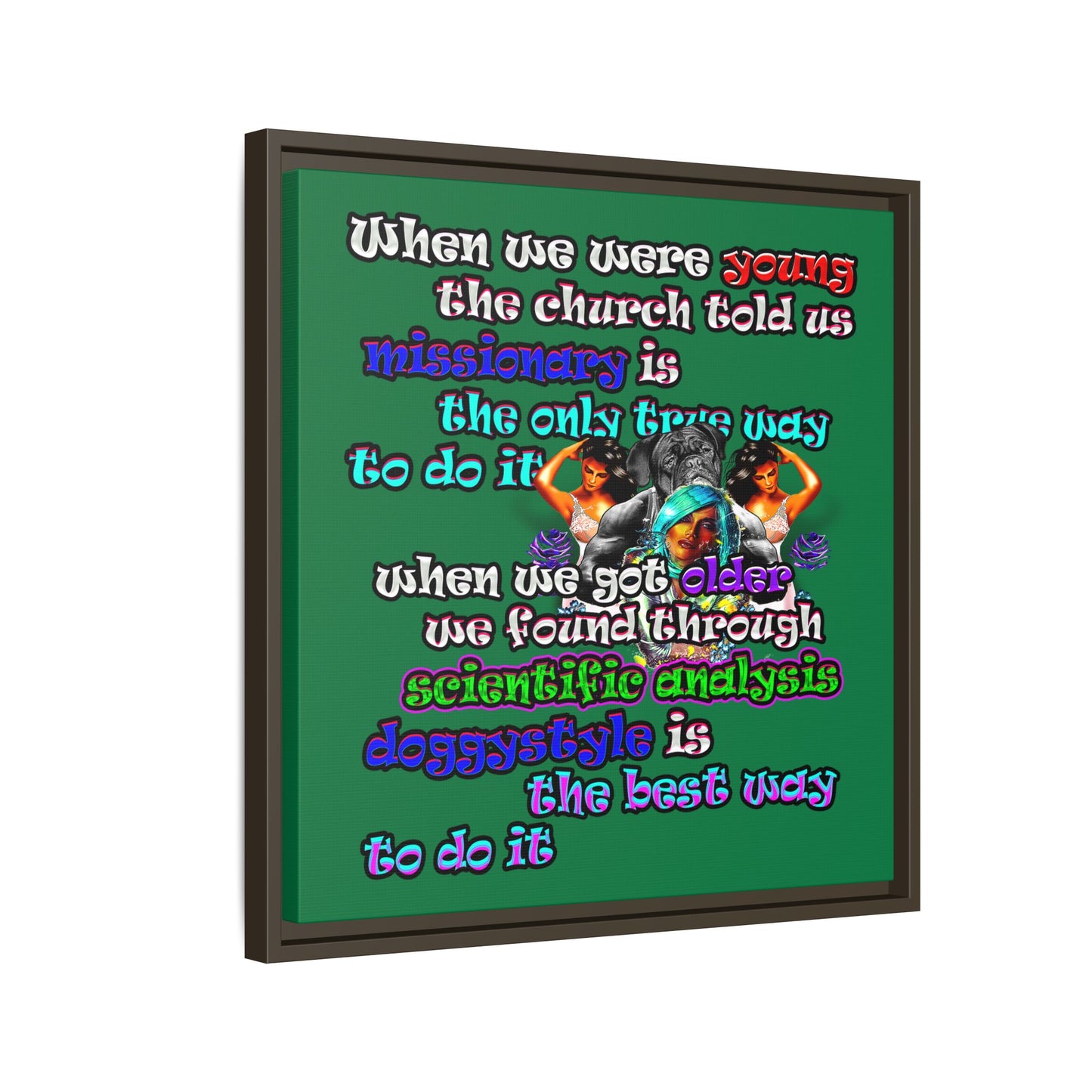 doggystyle - framed canvas art (dark green)