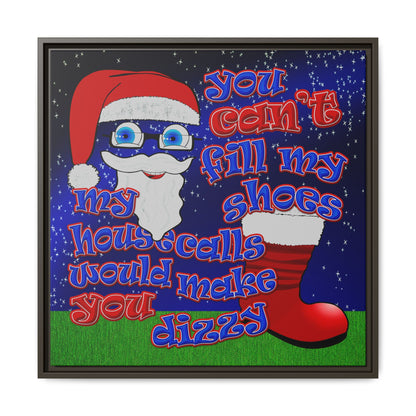 santa's shoes - framed canvas art ('snoops' background)
