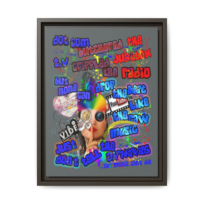 drop the beat - framed canvas art (dark grey)