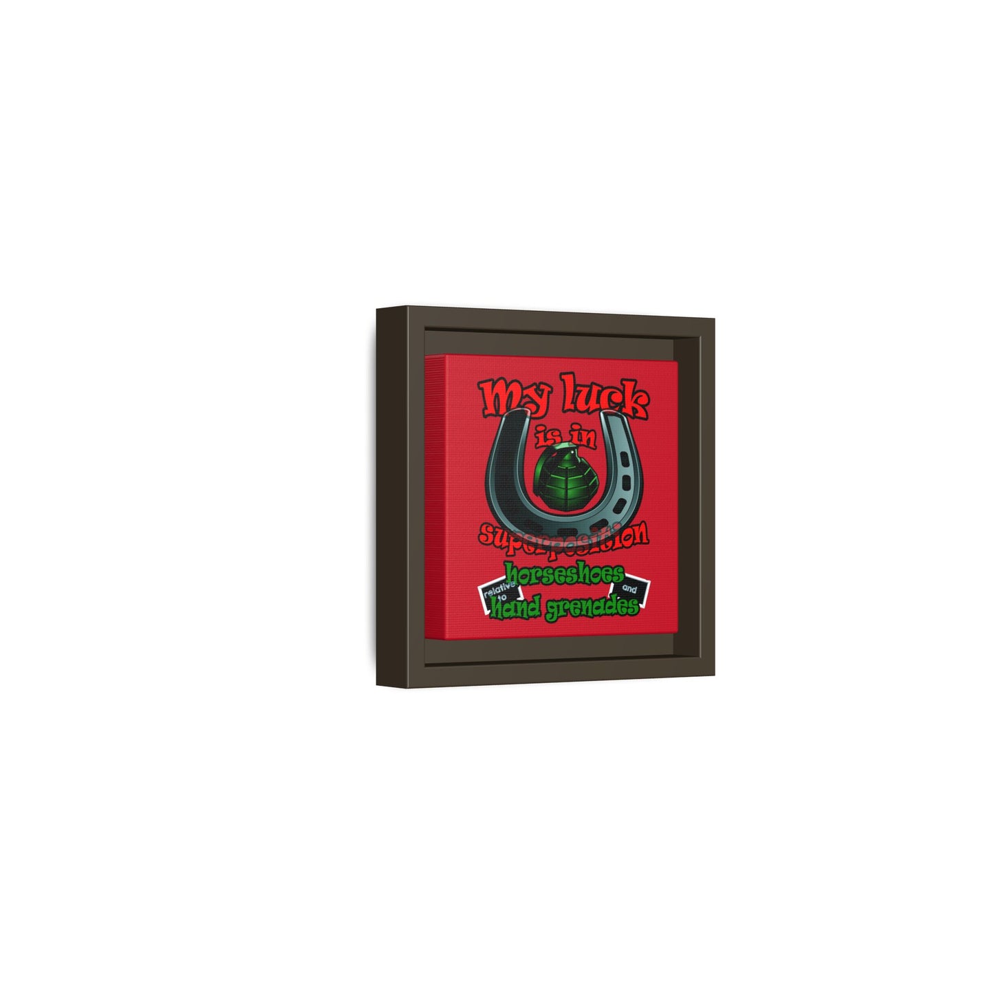 my luck - framed canvas art (dark red)