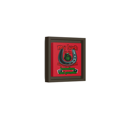 my luck - framed canvas art (dark red)
