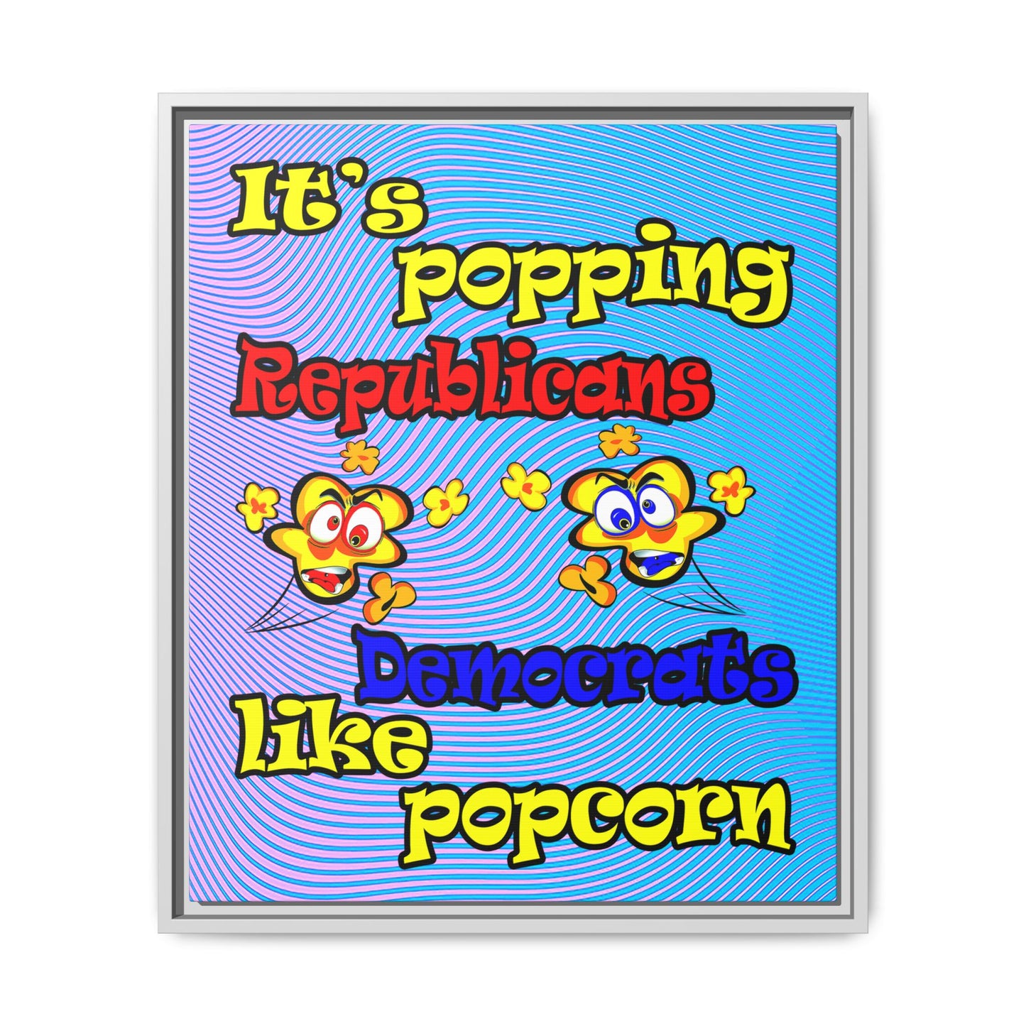 popping like popcorn - framed canvas art (light blue-purple wave)