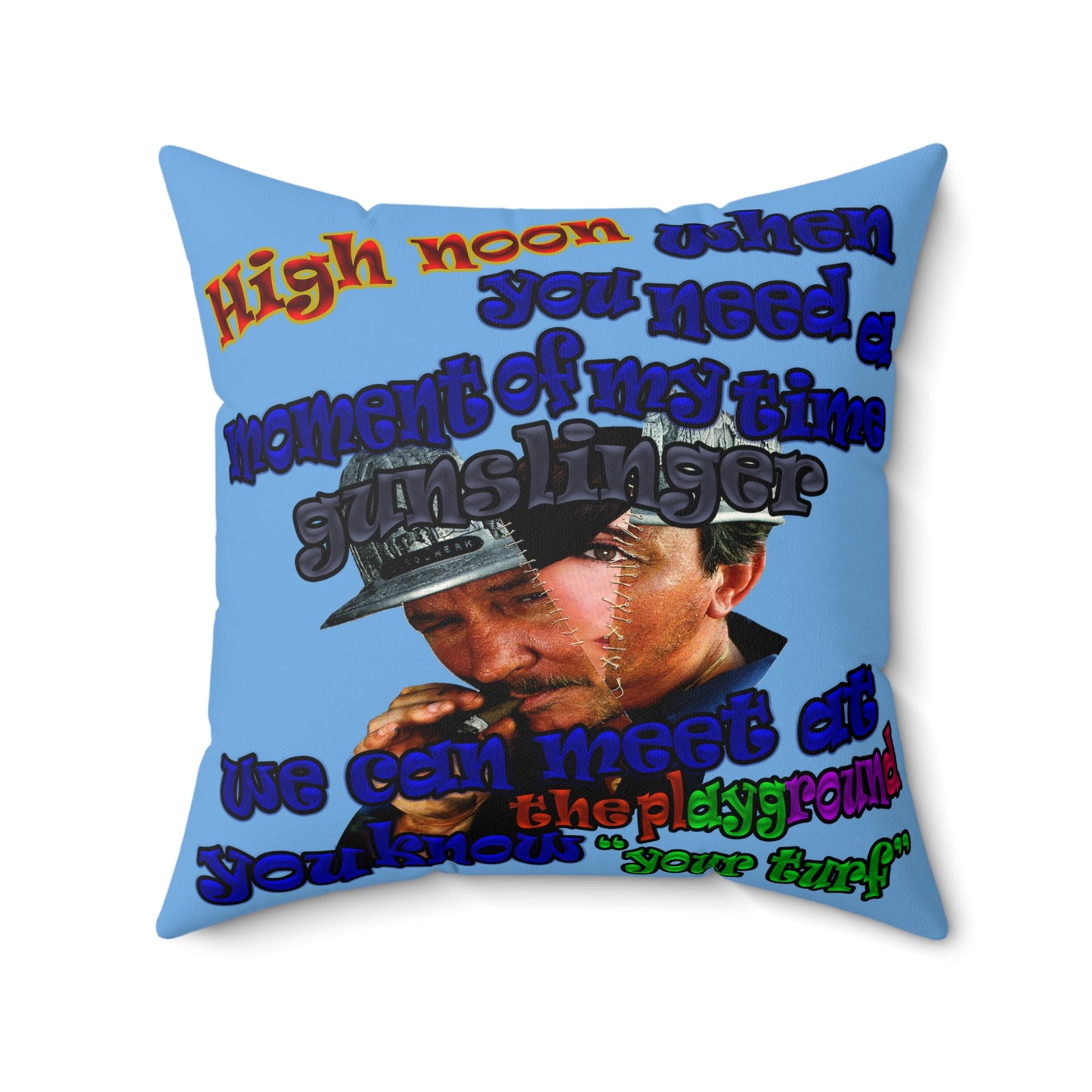 high noon - Spun Polyester Square Pillow - (light blue)