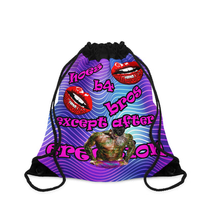 hoes b4 bros - Drawstring Bag (purple wave)