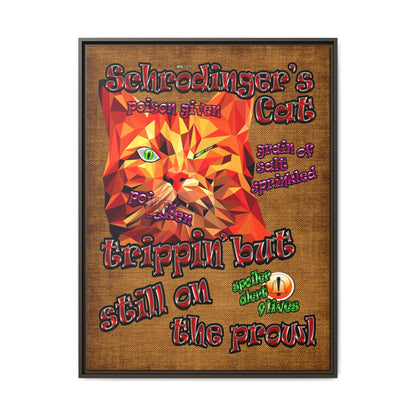 schrodinger's cat - framed canvas art (brown papyrus)