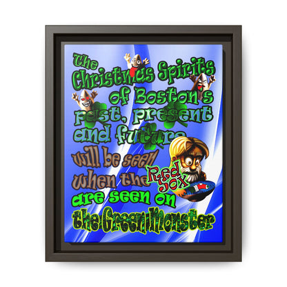 christmas spirits of boston - framed canvas art (blue-white wave)
