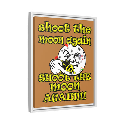 shoot the moon again - framed canvas art (light brown)