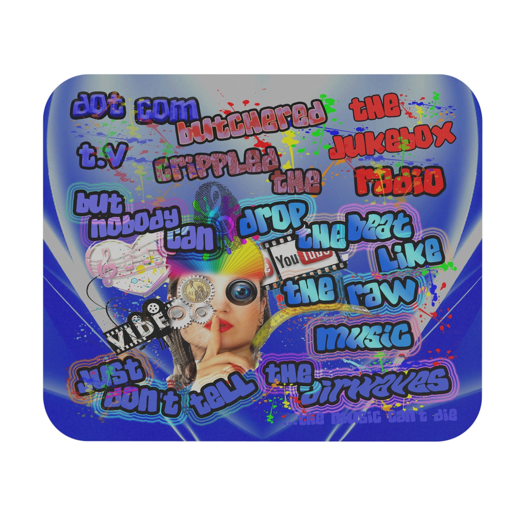 drop the beat - Mouse Pad (Rectangle) (blue-white wave)