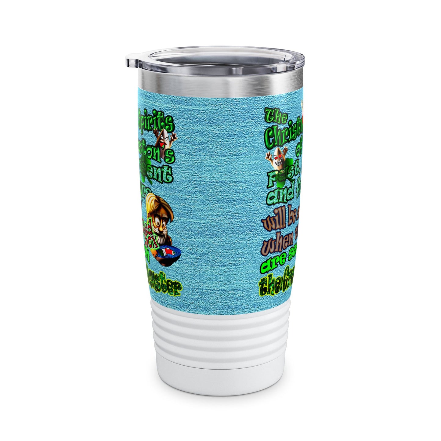 christmas spirits of boston - Ringneck Tumbler, 20oz (faded blue)