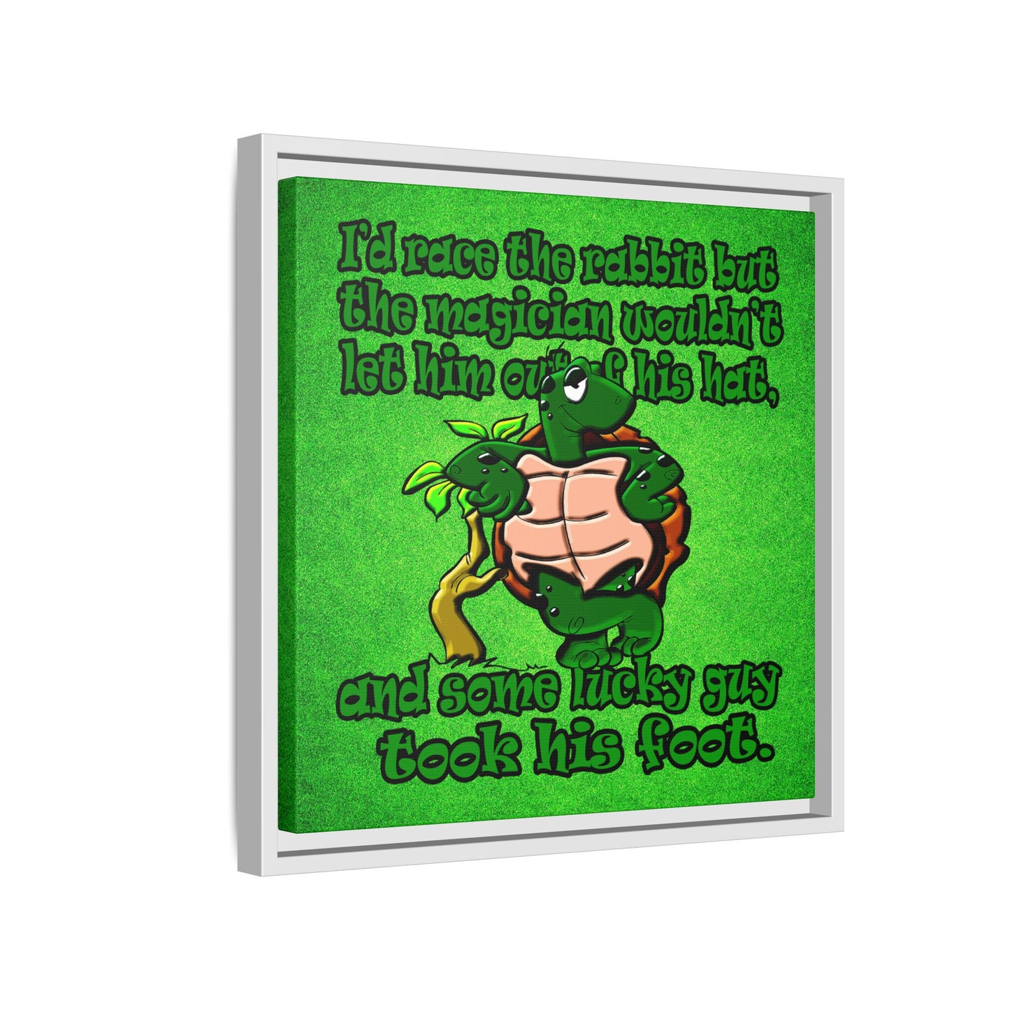 turtle race - framed canvas art (green turf)
