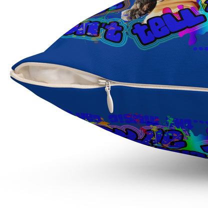 drop the beat - Spun Polyester Square Pillow - (dark blue)