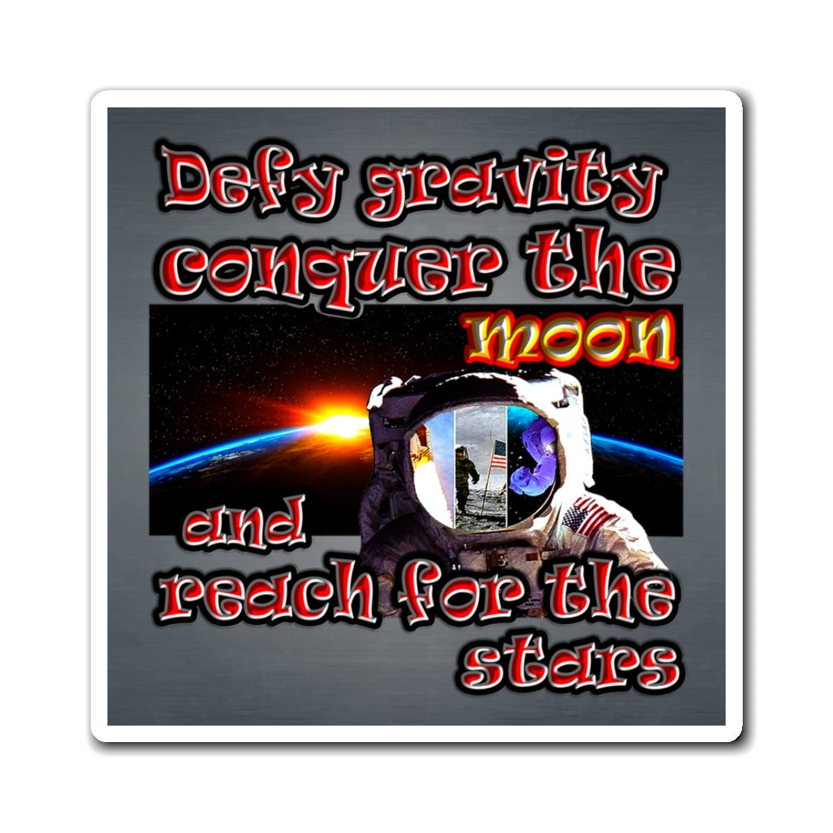 defy conquer reach - Magnets - (grey-light grey)