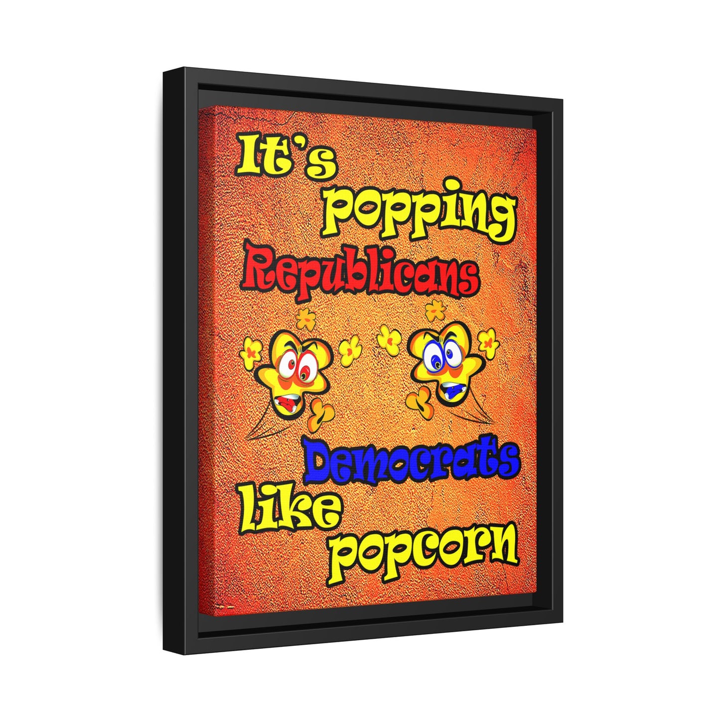 popping like popcorn - framed canvas art (burnt orange)