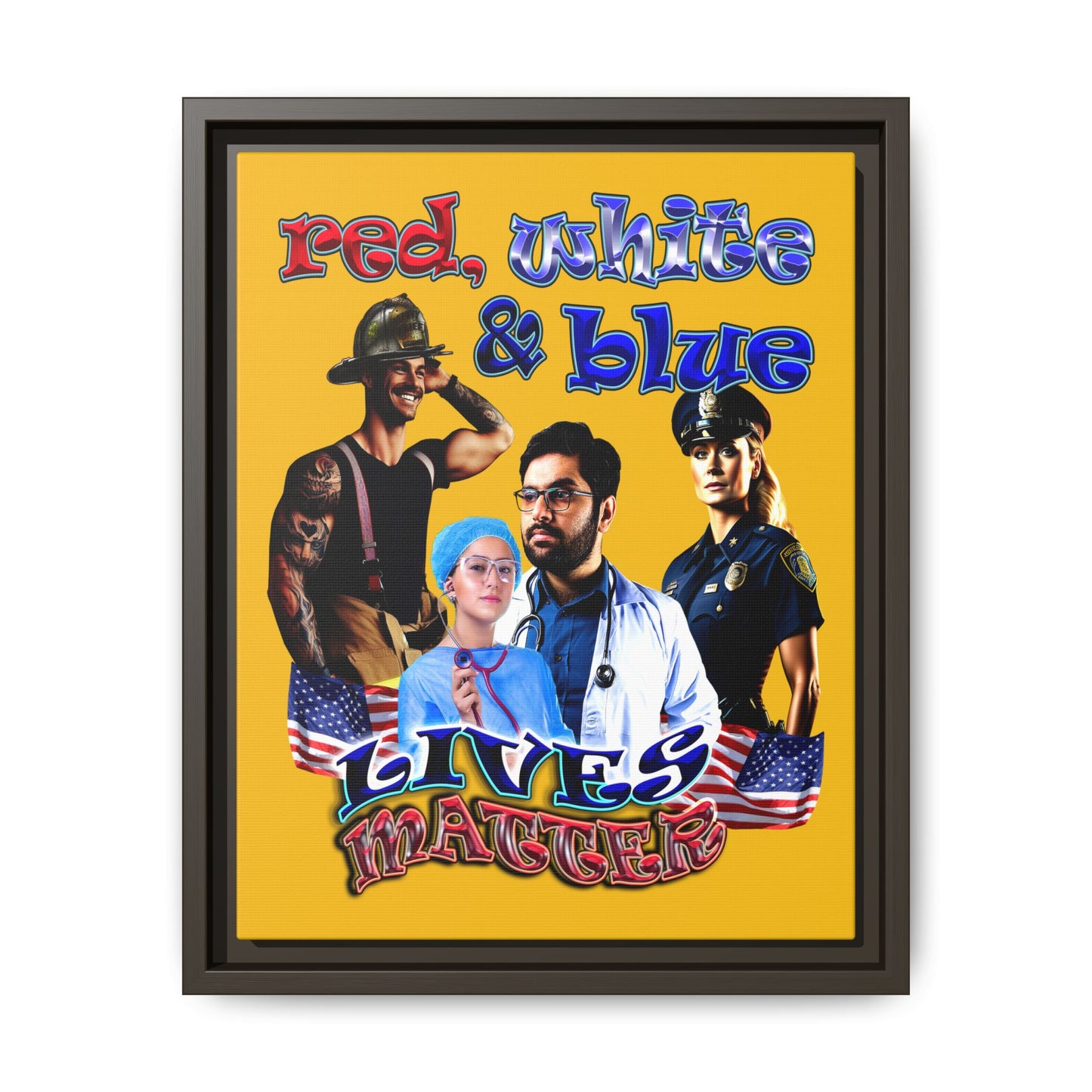 rw&b lives matter - framed canvas art (yellow)