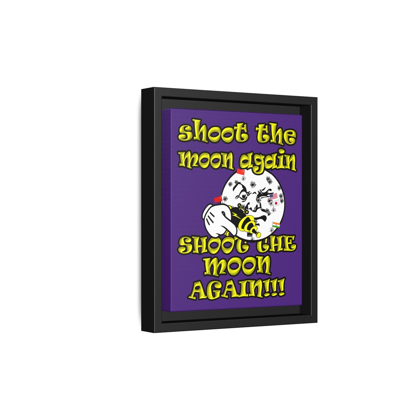 shoot the moon again - framed canvas art (purple)