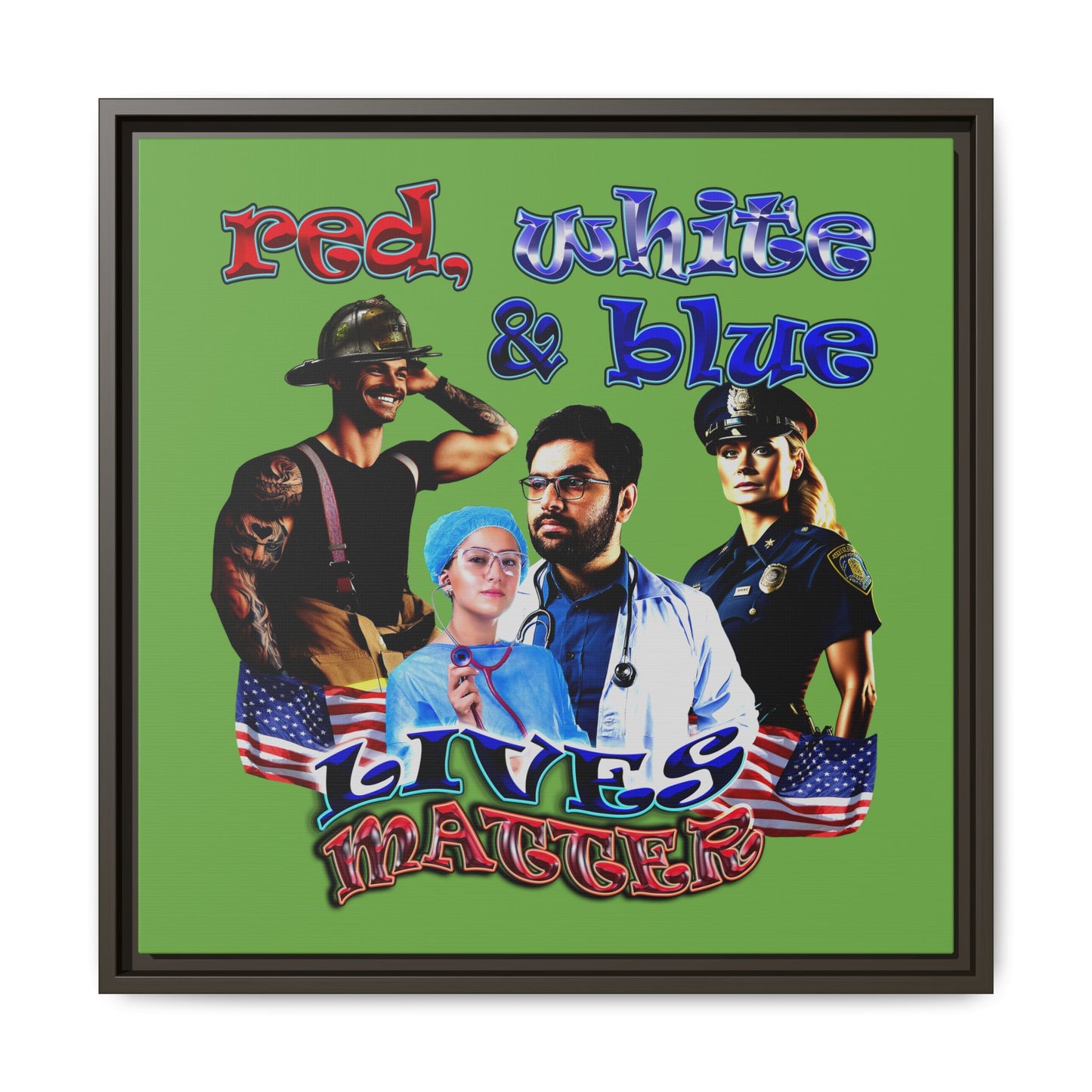 rw&b lives matter - framed canvas art (green)