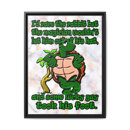 turtle race - framed canvas art (white marble)
