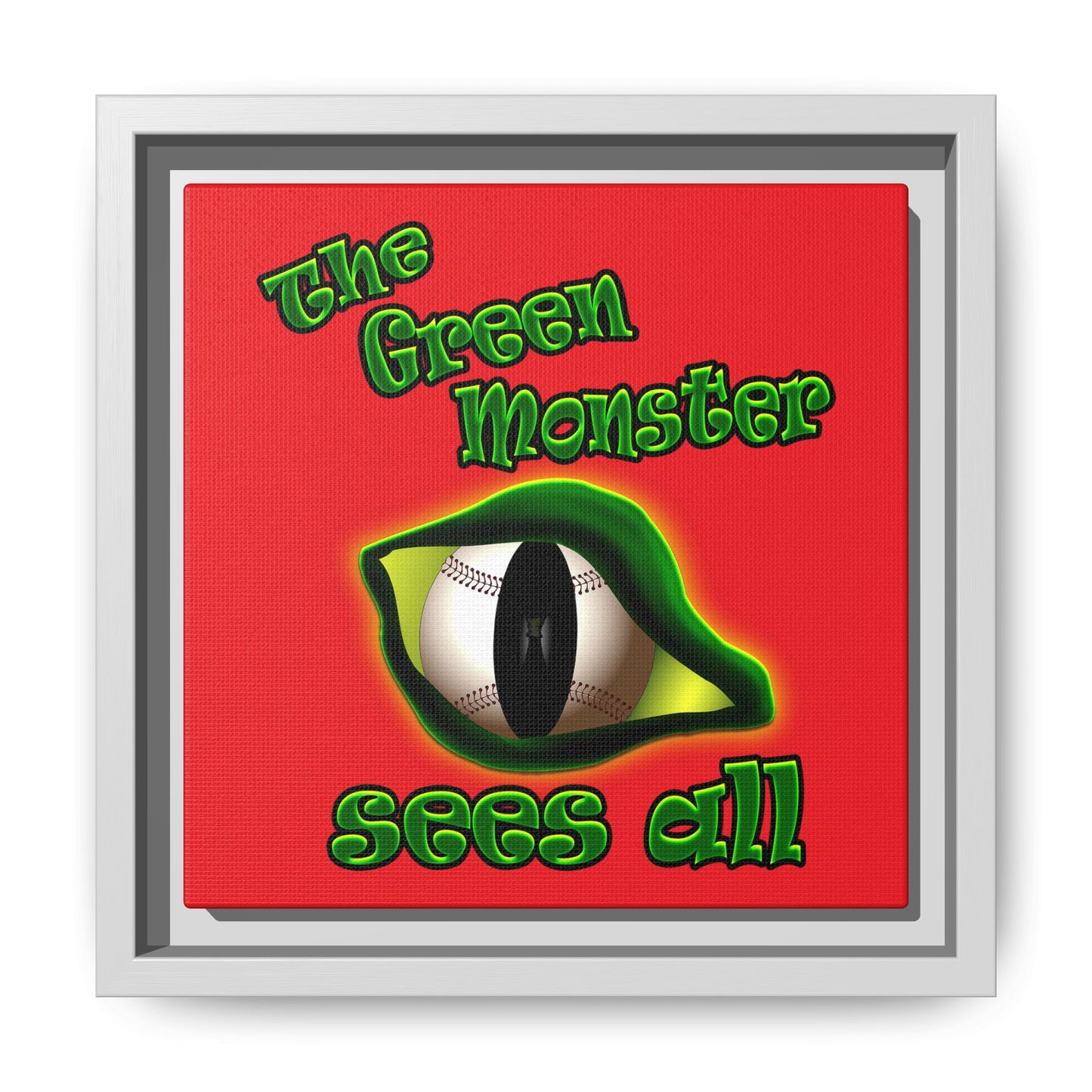 green monster - framed canvas art (red)