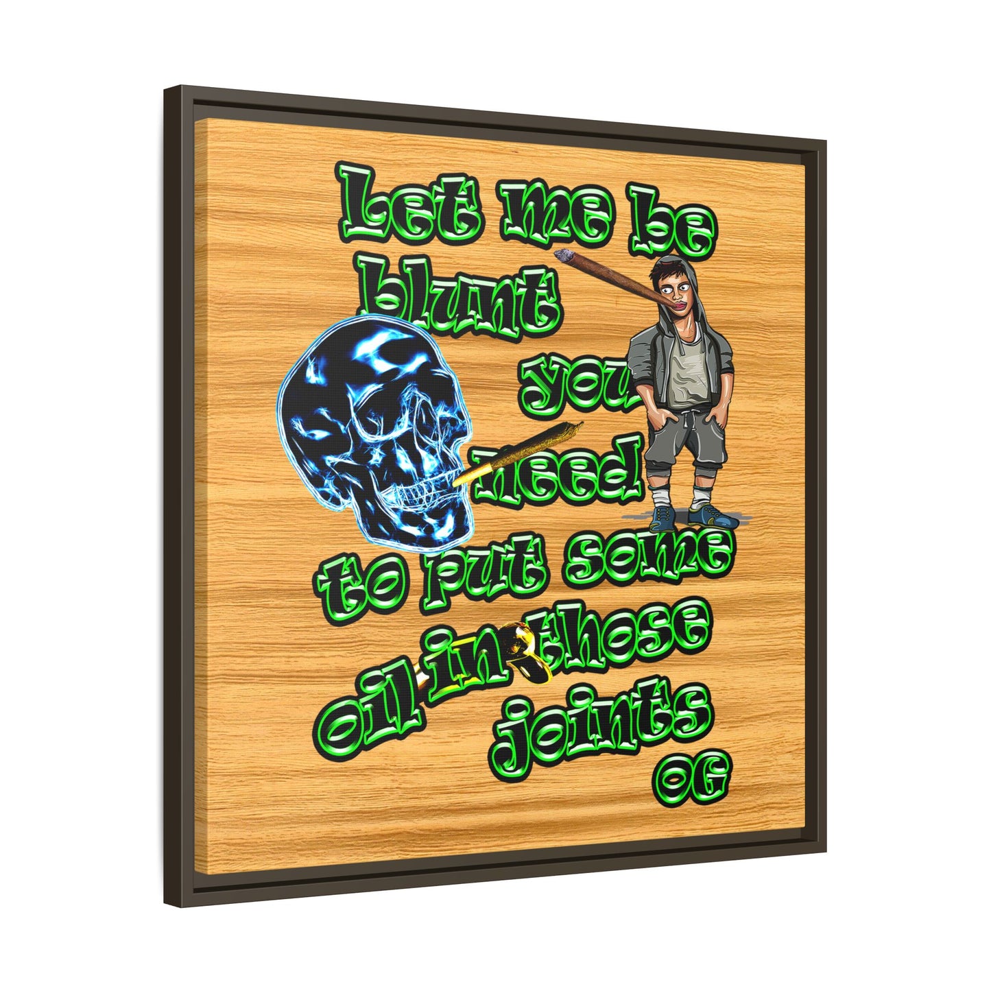 og - framed canvas art (butterscotch wood finish)