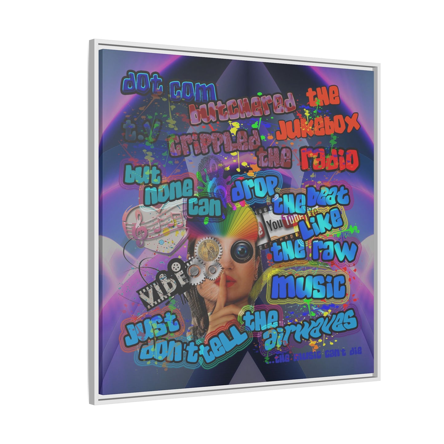 drop the beat - framed canvas art (grey-pink wave)