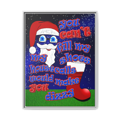 santa's shoes - framed canvas art ('snoops' background)