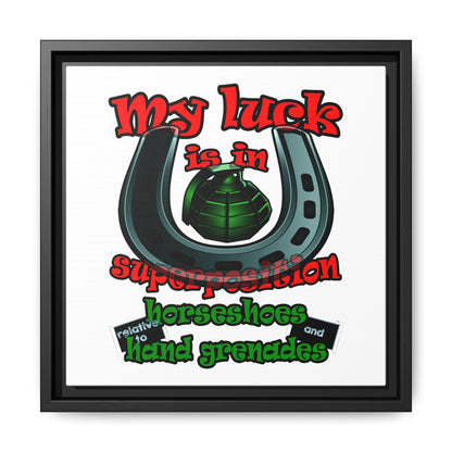 my luck - framed canvas art (white)