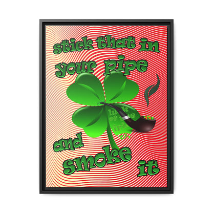 stick that in your pipe and smoke it - framed canvas art (yellow-orange wave)