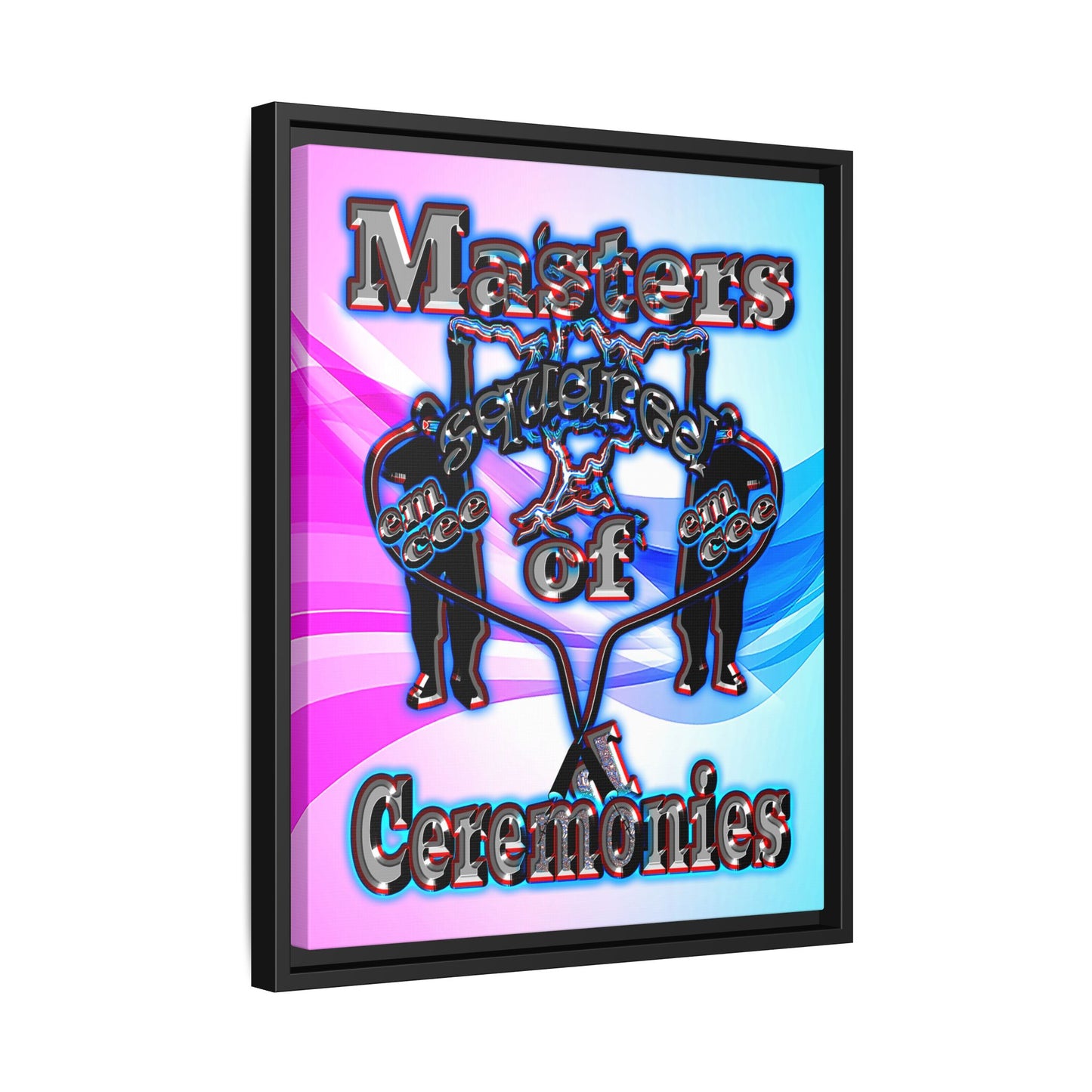 em cee squared - framed canvas art (light blue-pink wave)