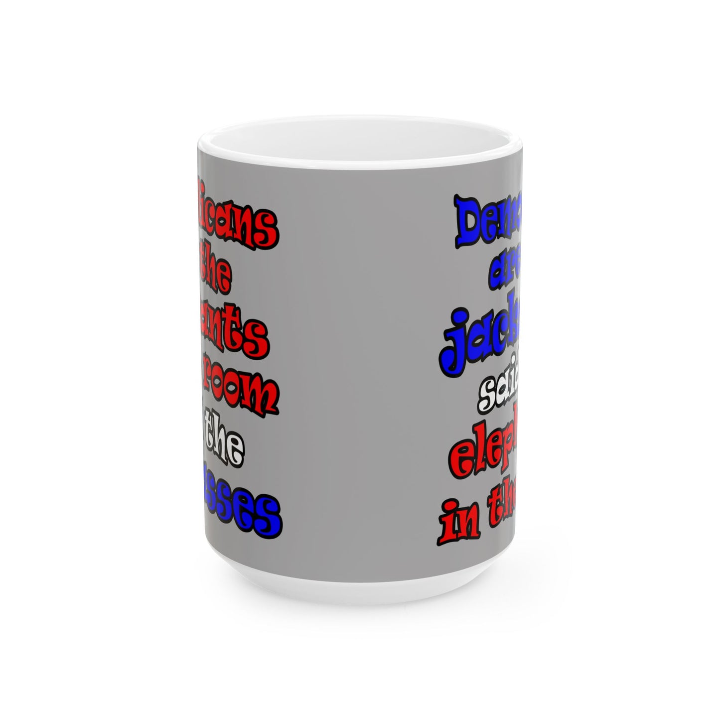 donkeys and elephants - White Mug (light grey)