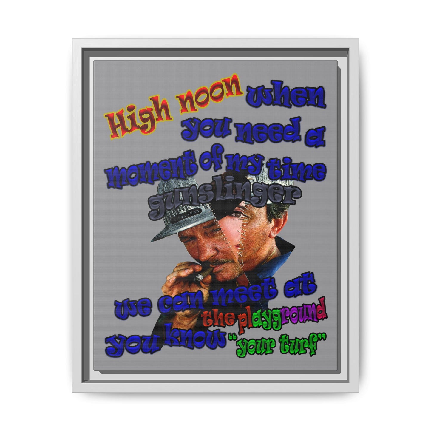high noon - framed canvas art (grey)