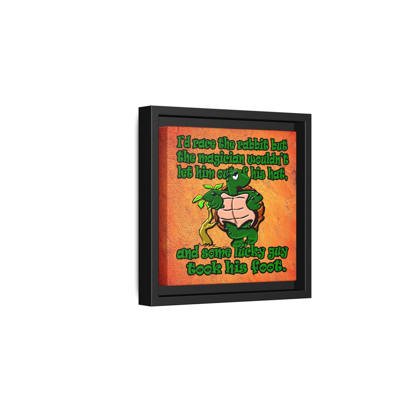 turtle race - framed canvas art (burnt orange)
