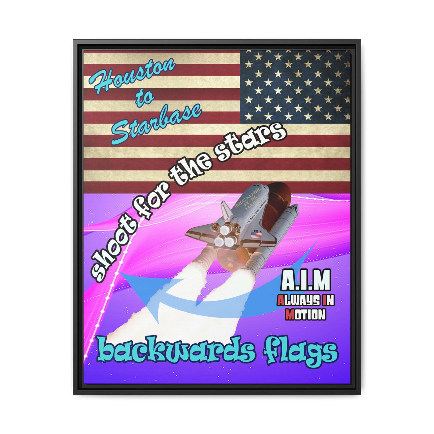 shoot for the stars - framed canvas art (purple-pink wave)