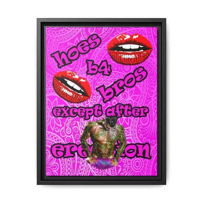 hoes b4 bros - framed canvas art (pink swirl)