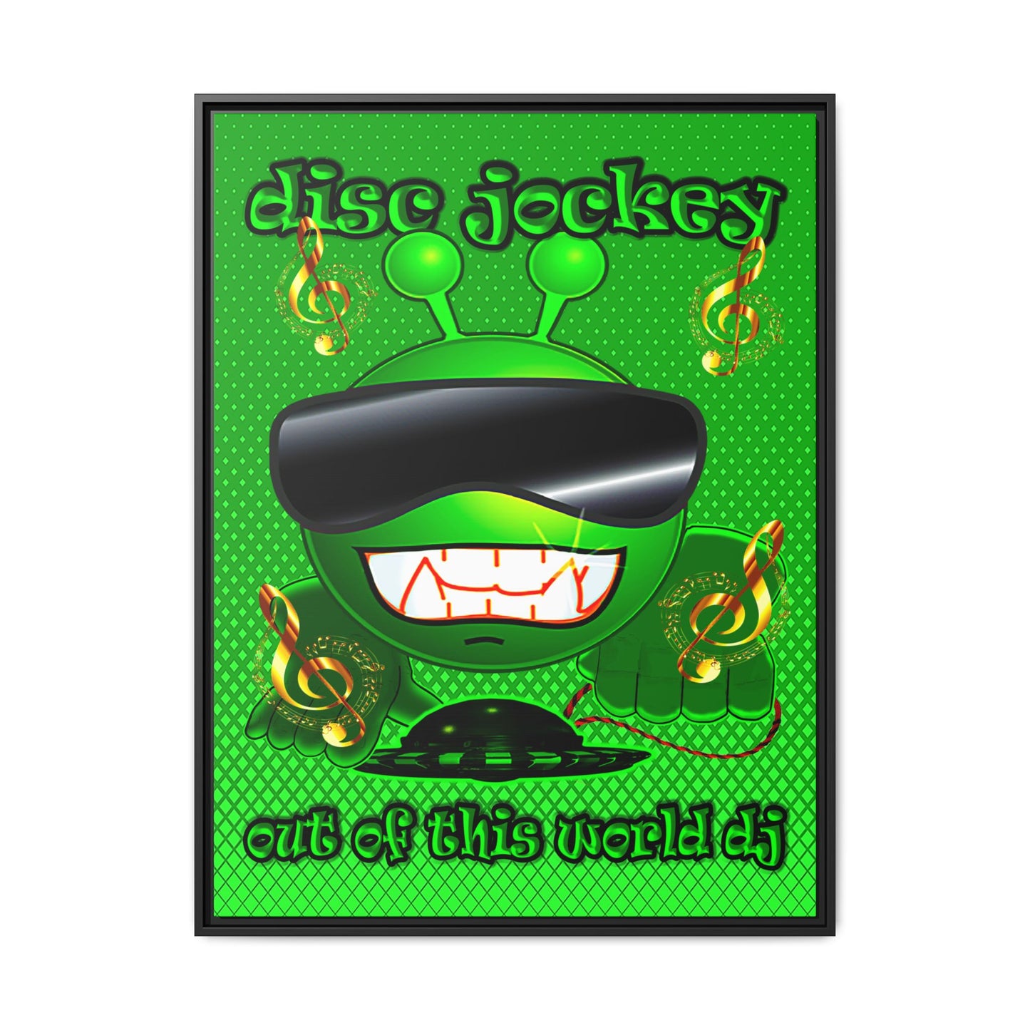 disc jockey - framed canvas art (logo green)