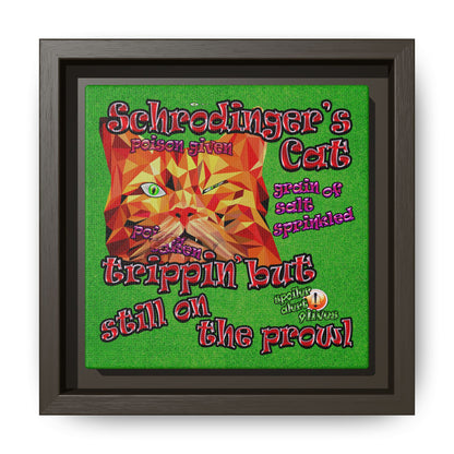 schrodinger's cat - framed canvas art (green turf)